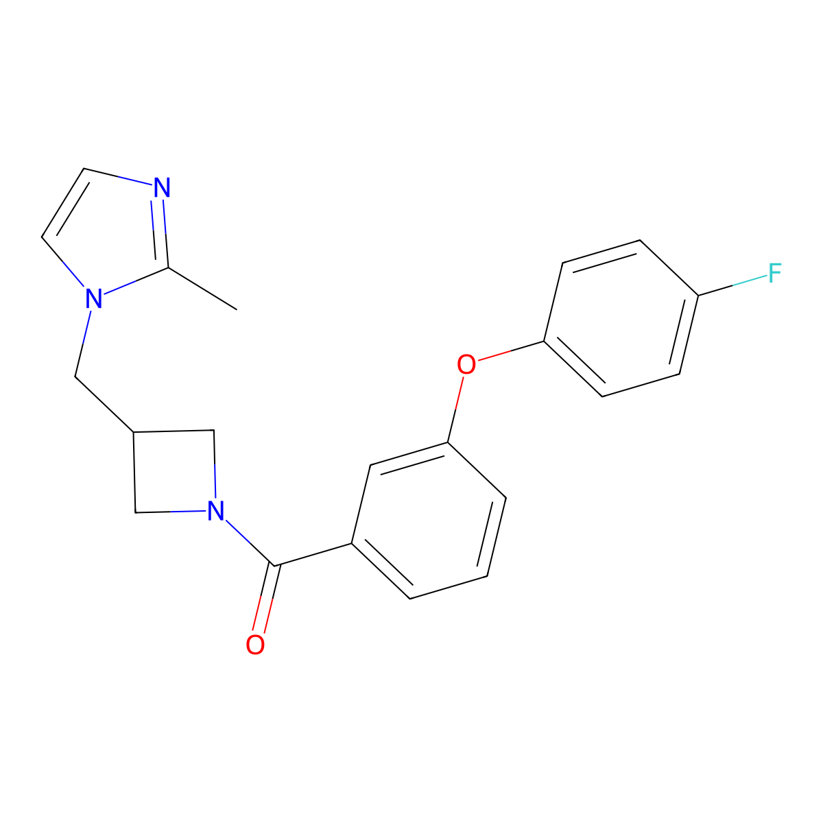 1-({1-[3-(4-fluorophenoxy)benzoyl]azetidin-3-yl}methyl)-2-methyl-1H-imidazole molecular structure, CAS 2640973-26-6