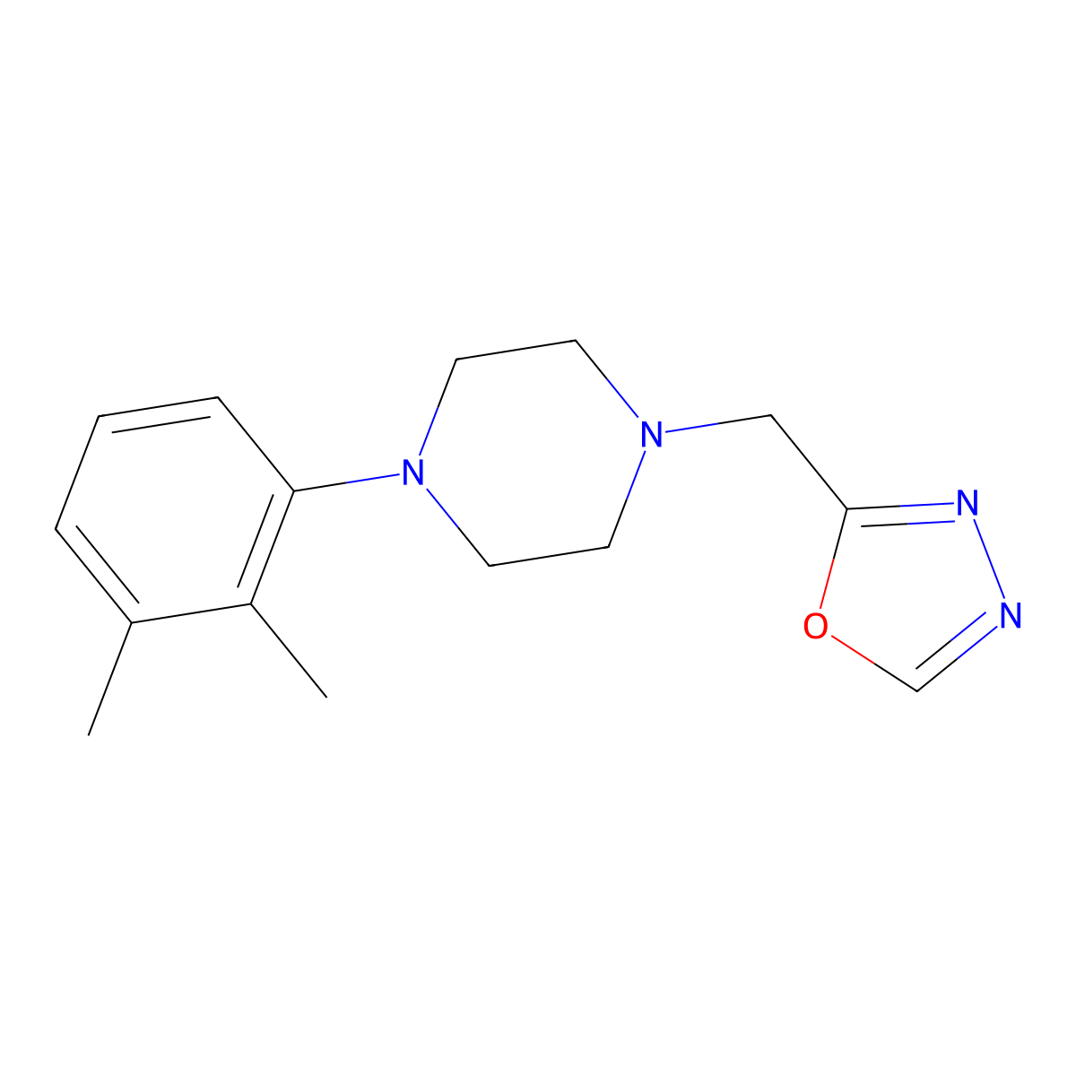 1-(2,3-Dimethylphenyl)-4-[(1,3,4-oxadiazol-2-yl)methyl]piperazine molecular structure, CAS 2640973-29-9