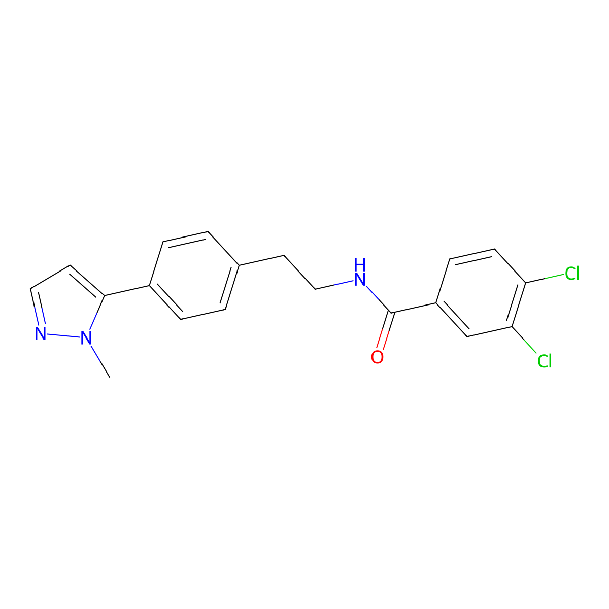 3,4-dichloro-N-{2-[4-(1-methyl-1H-pyrazol-5-yl)phenyl]ethyl}benzamide molecular structure, CAS 2640973-34-6