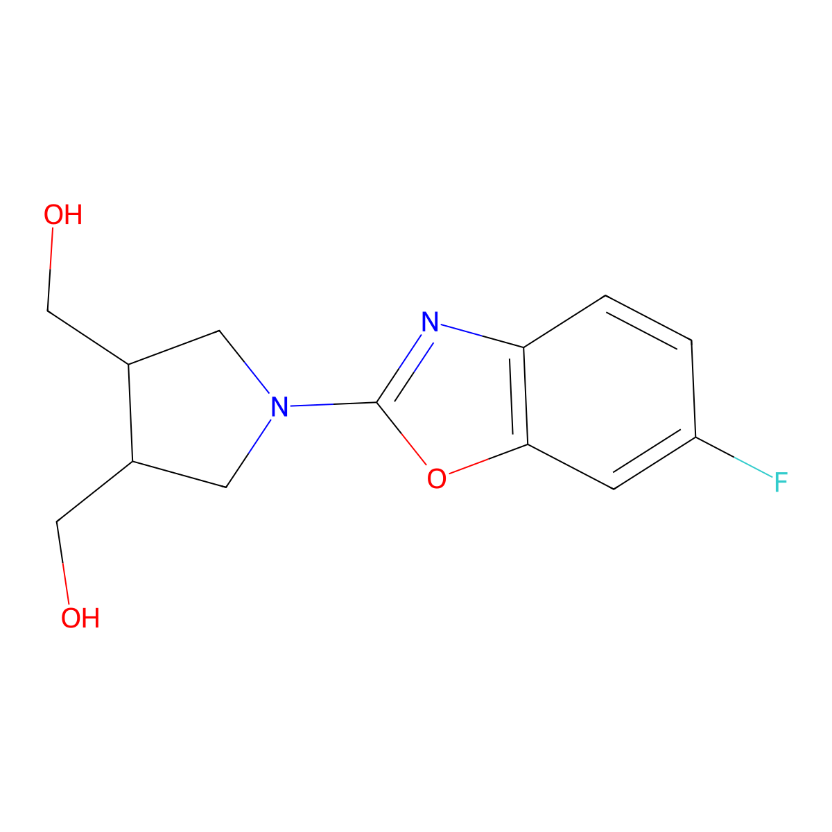 [1-(6-Fluoro-1,3-benzoxazol-2-yl)-4-(hydroxymethyl)pyrrolidin-3-yl]methanol molecular structure, CAS 2640973-38-0