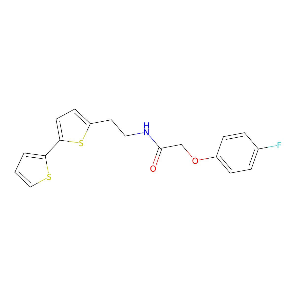 N-(2-{[2,2'-bithiophene]-5-yl}ethyl)-2-(4-fluorophenoxy)acetamide molecular structure, CAS 2640973-39-1