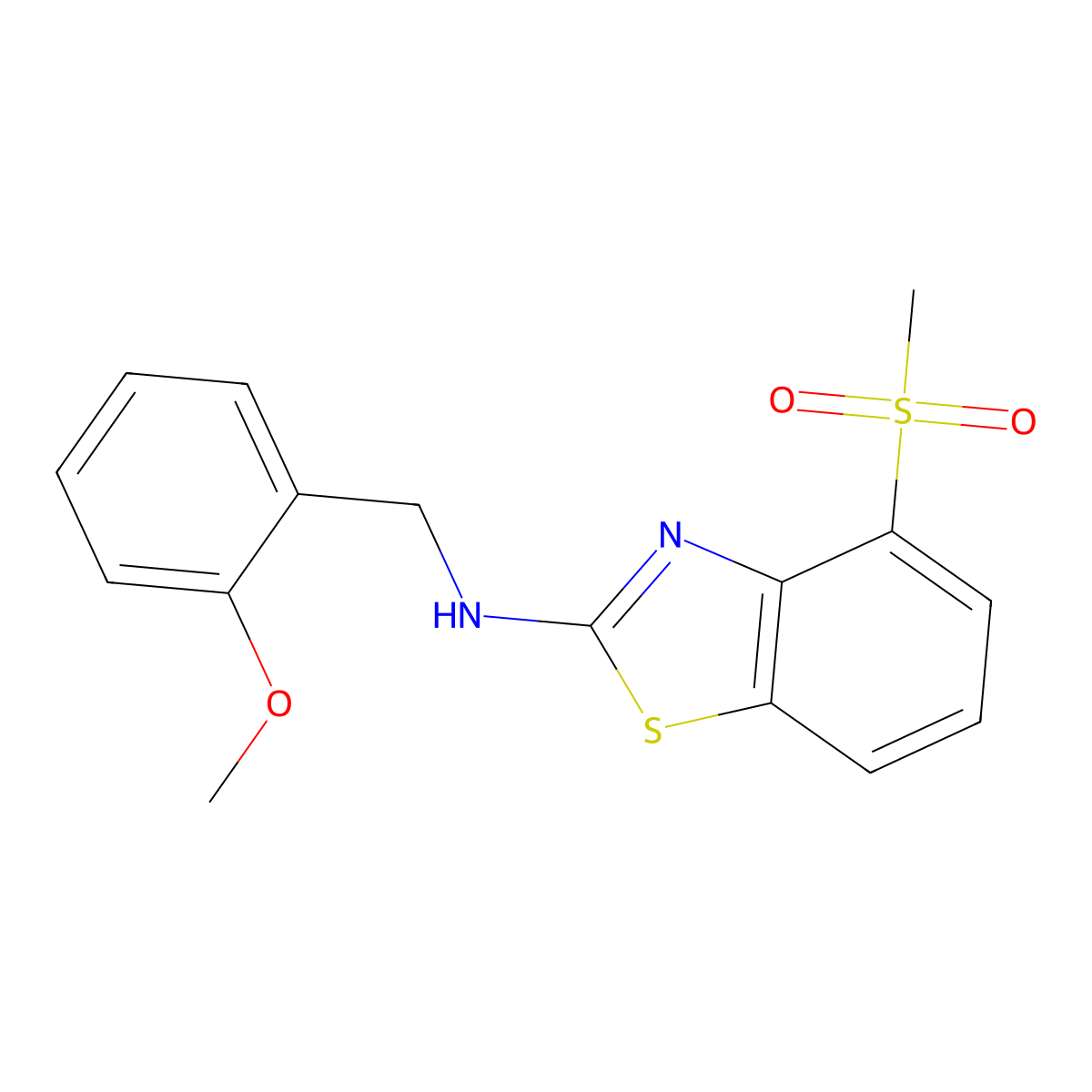 4-methanesulfonyl-N-[(2-methoxyphenyl)methyl]-1,3-benzothiazol-2-amine molecular structure, CAS 2640973-44-8