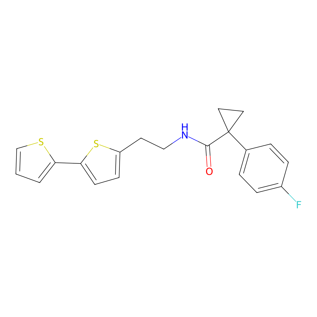 N-(2-{[2,2'-bithiophene]-5-yl}ethyl)-1-(4-fluorophenyl)cyclopropane-1-carboxamide molecular structure, CAS 2640973-46-0