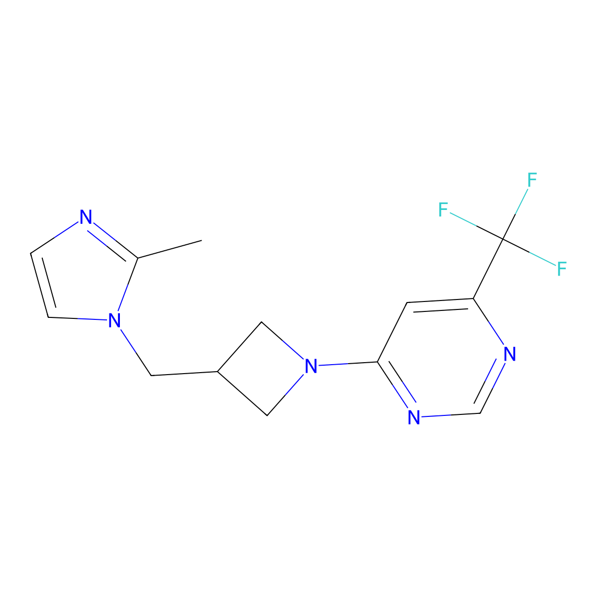 4-{3-[(2-methyl-1H-imidazol-1-yl)methyl]azetidin-1-yl}-6-(trifluoromethyl)pyrimidine molecular structure, CAS 2640973-52-8