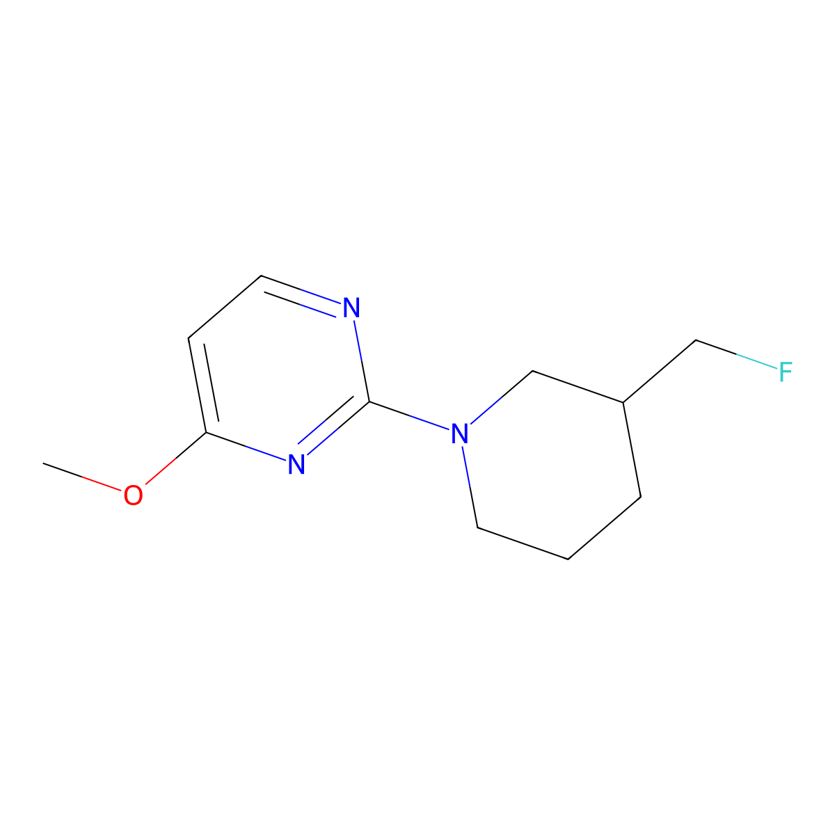2-[3-(Fluoromethyl)piperidin-1-yl]-4-methoxypyrimidine molecular structure, CAS 2640973-55-1