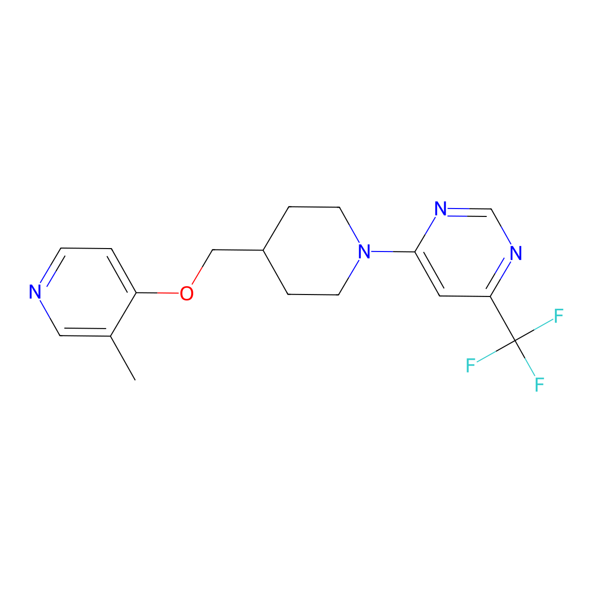 4-(4-{[(3-Methylpyridin-4-yl)oxy]methyl}piperidin-1-yl)-6-(trifluoromethyl)pyrimidine molecular structure, CAS 2640973-58-4