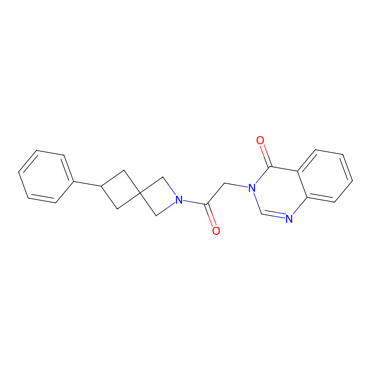 3-(2-Oxo-2-{6-phenyl-2-azaspiro[3.3]heptan-2-yl}ethyl)-3,4-dihydroquinazolin-4-one molecular structure, CAS 2640973-64-2