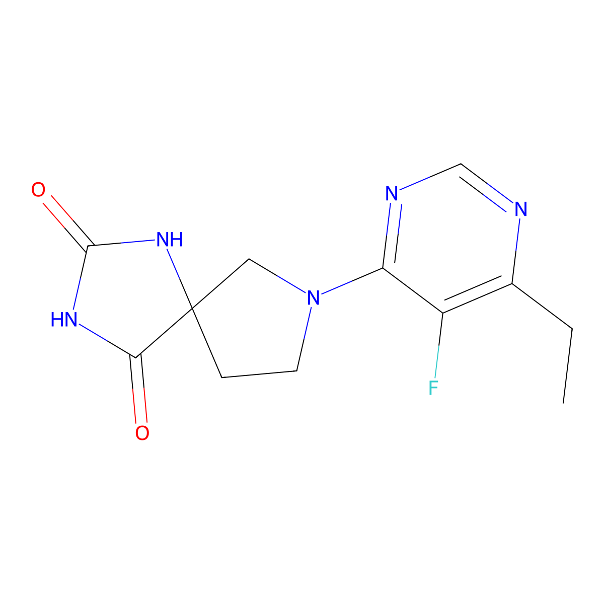 7-(6-Ethyl-5-fluoropyrimidin-4-yl)-1,3,7-triazaspiro[4.4]nonane-2,4-dione molecular structure, CAS 2640973-65-3