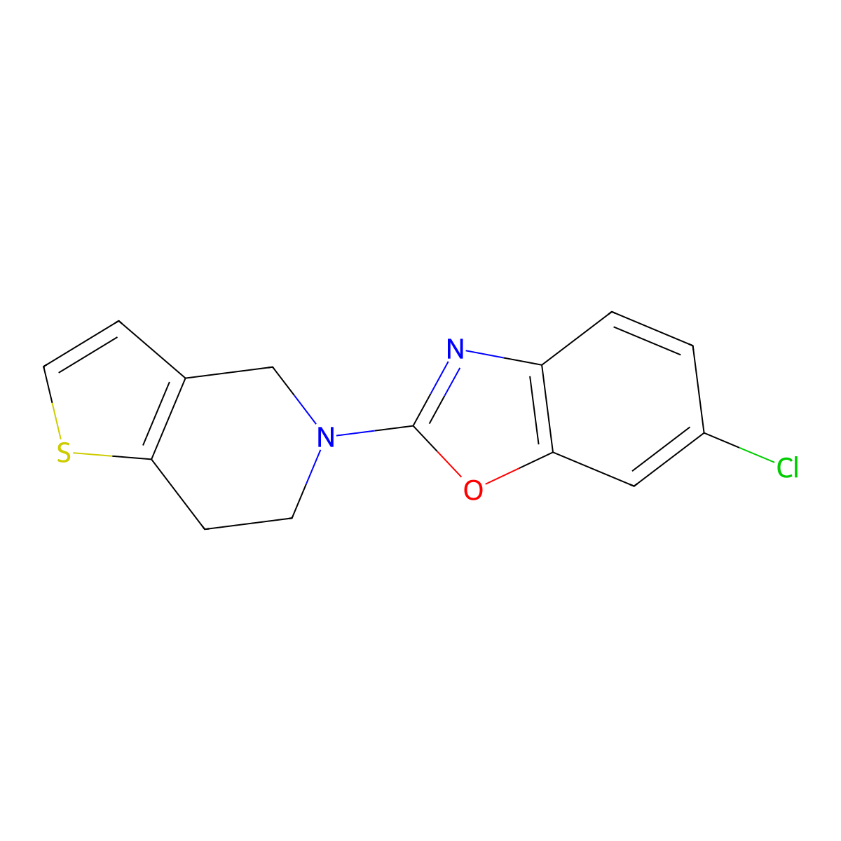 6-chloro-2-{4H,5H,6H,7H-thieno[3,2-c]pyridin-5-yl}-1,3-benzoxazole molecular structure, CAS 2640973-74-4