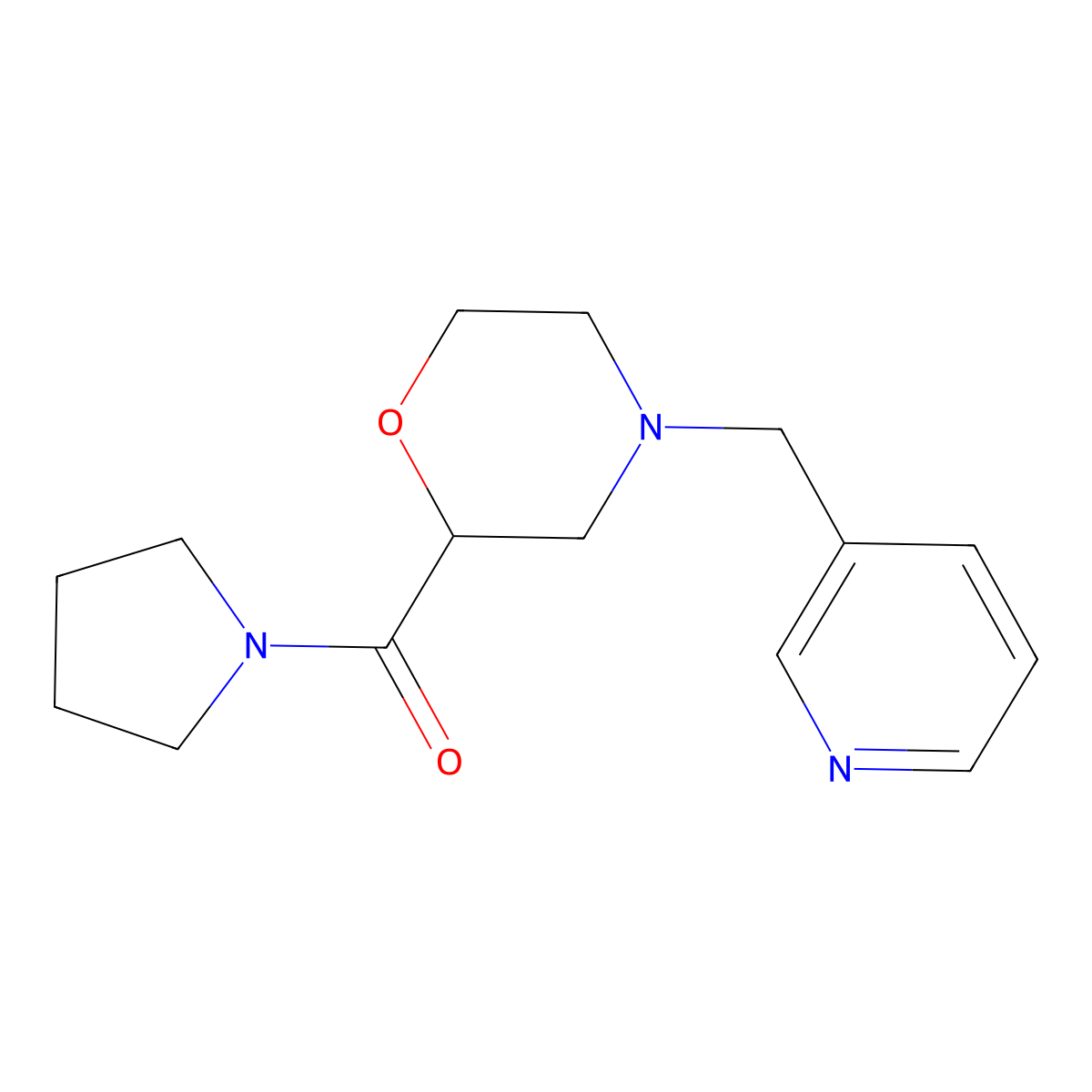 4-[(Pyridin-3-yl)methyl]-2-(pyrrolidine-1-carbonyl)morpholine molecular structure, CAS 2640973-86-8