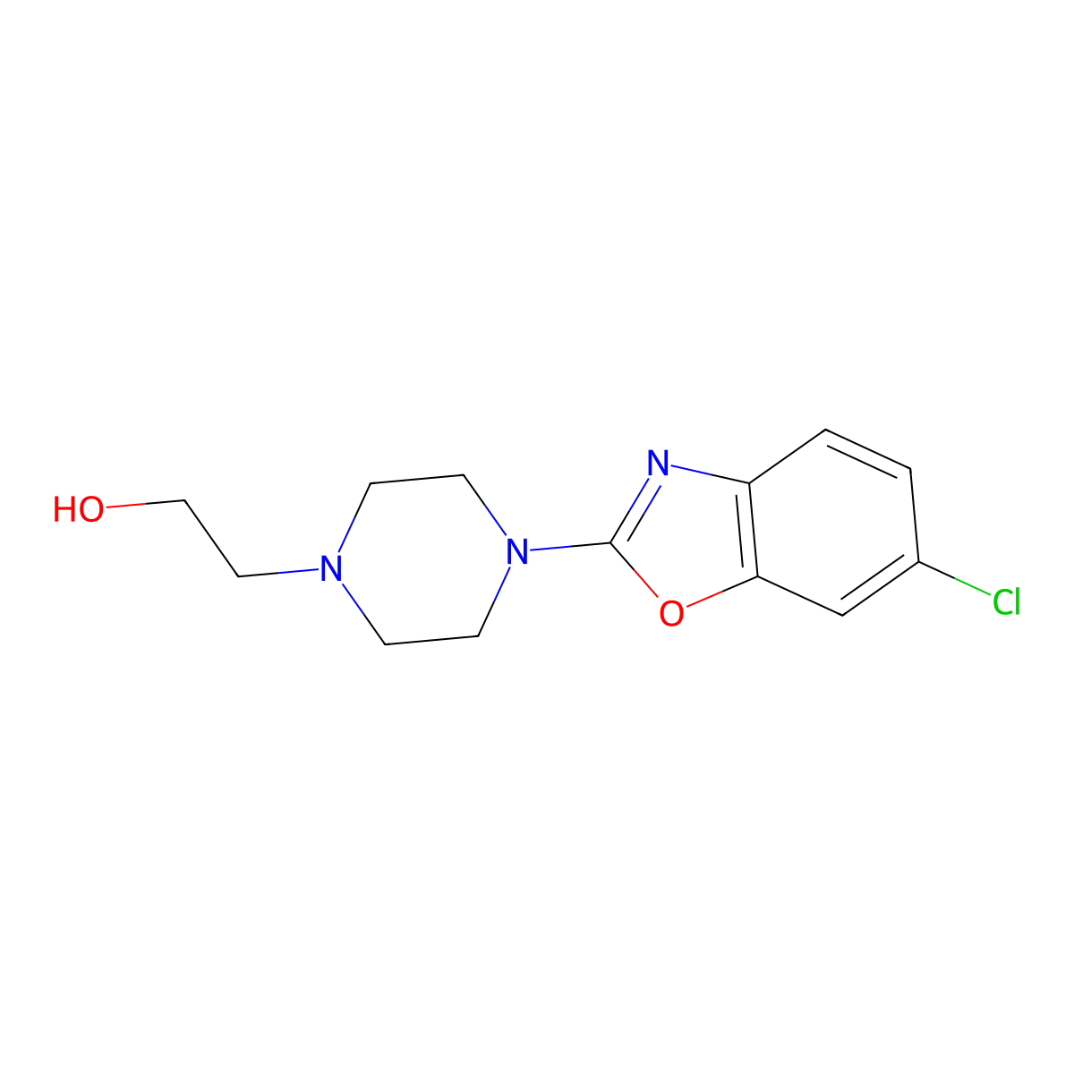2-[4-(6-Chloro-1,3-benzoxazol-2-yl)piperazin-1-yl]ethan-1-ol molecular structure, CAS 2640973-91-5