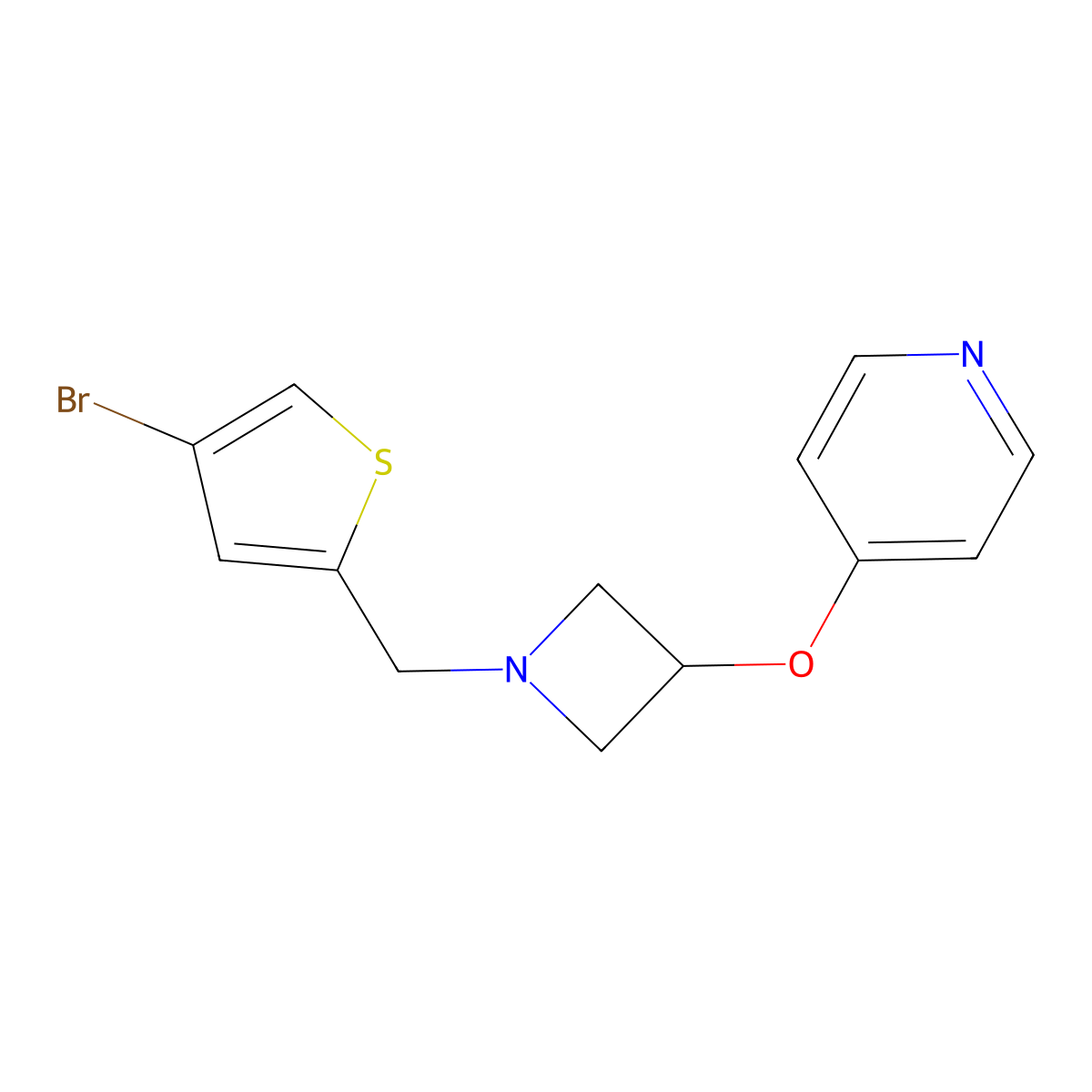 4-({1-[(4-Bromothiophen-2-yl)methyl]azetidin-3-yl}oxy)pyridine molecular structure, CAS 2640973-92-6
