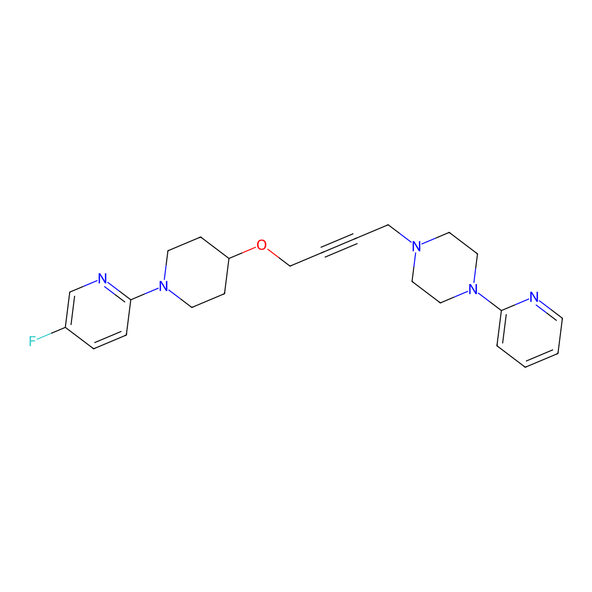 1-(4-{[1-(5-Fluoropyridin-2-yl)piperidin-4-yl]oxy}but-2-yn-1-yl)-4-(pyridin-2-yl)piperazine molecular structure, CAS 2640973-93-7