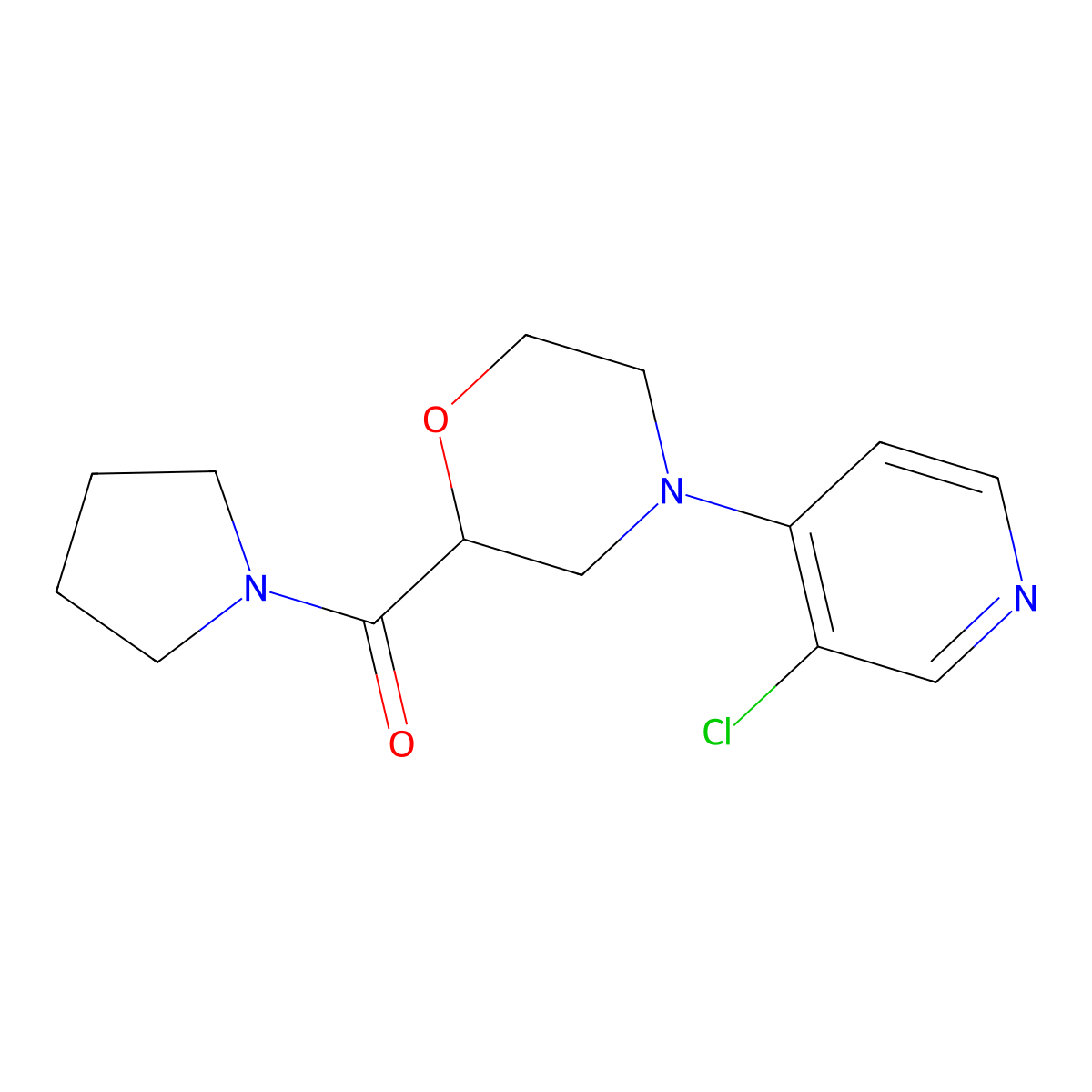 4-(3-Chloropyridin-4-yl)-2-(pyrrolidine-1-carbonyl)morpholine molecular structure, CAS 2640973-94-8