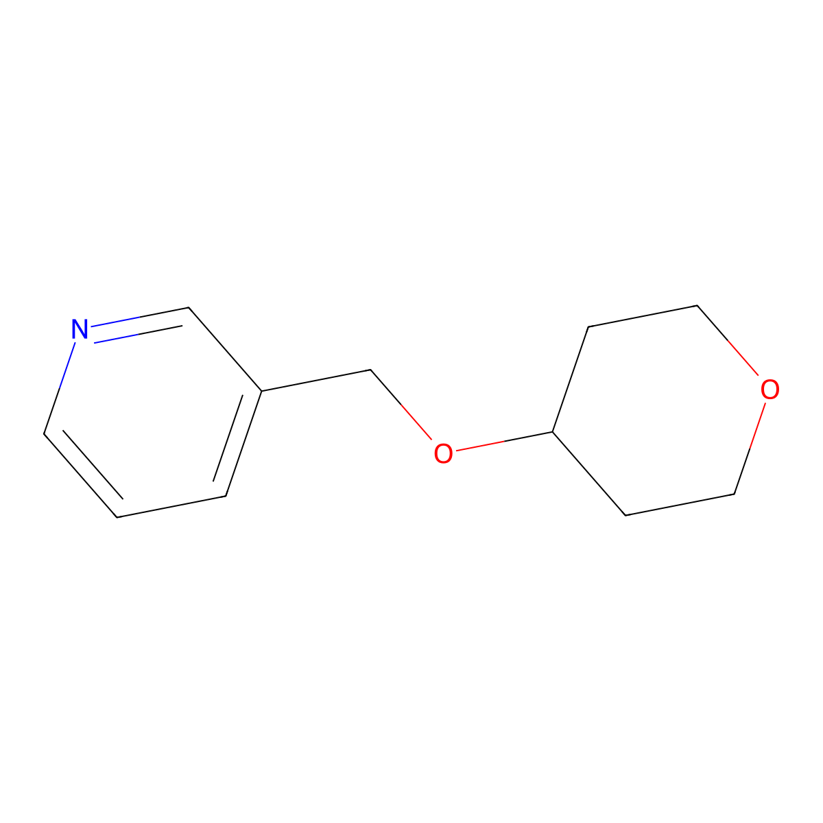 3-[(Oxan-4-yloxy)methyl]pyridine molecular structure, CAS 2640973-97-1