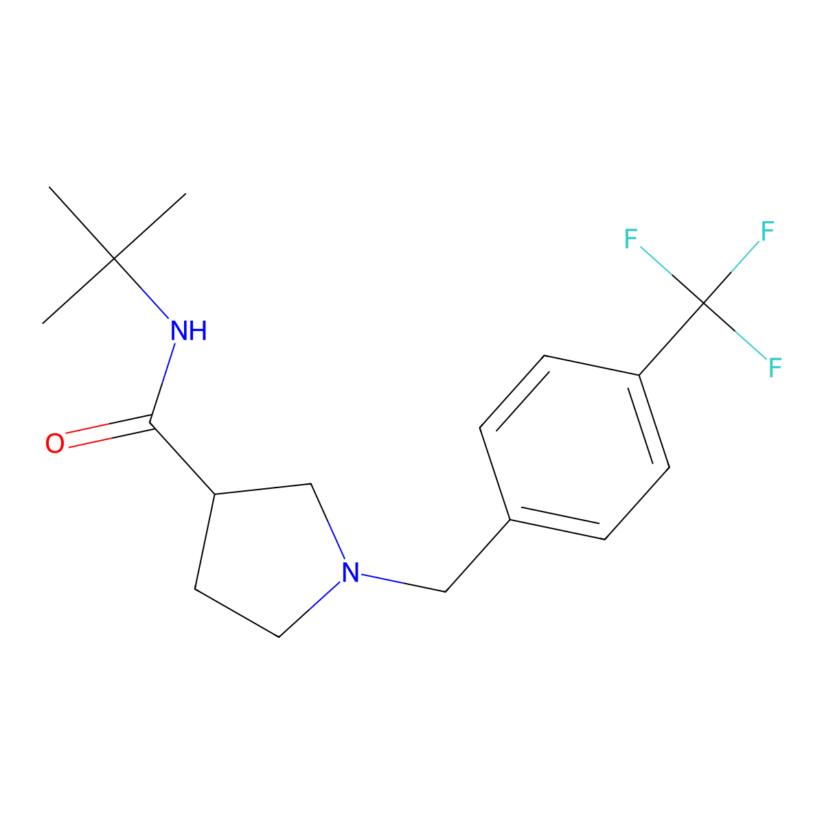 N-tert-butyl-1-{[4-(trifluoromethyl)phenyl]methyl}pyrrolidine-3-carboxamide molecular structure, CAS 2640973-99-3