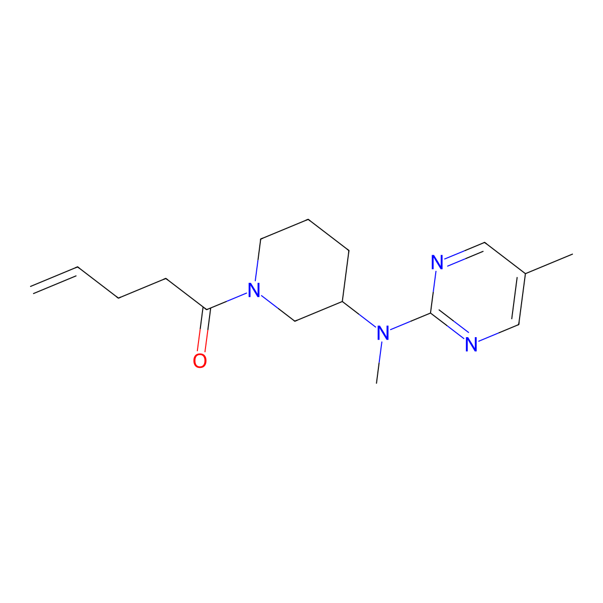 1-{3-[Methyl(5-methylpyrimidin-2-yl)amino]piperidin-1-yl}pent-4-en-1-one molecular structure, CAS 2640974-05-4