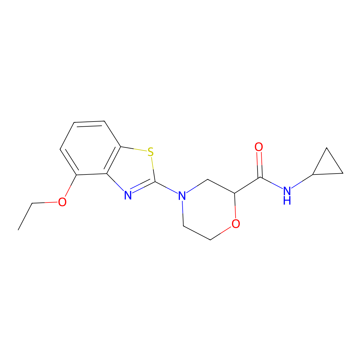 N-cyclopropyl-4-(4-ethoxy-1,3-benzothiazol-2-yl)morpholine-2-carboxamide molecular structure, CAS 2640974-12-3