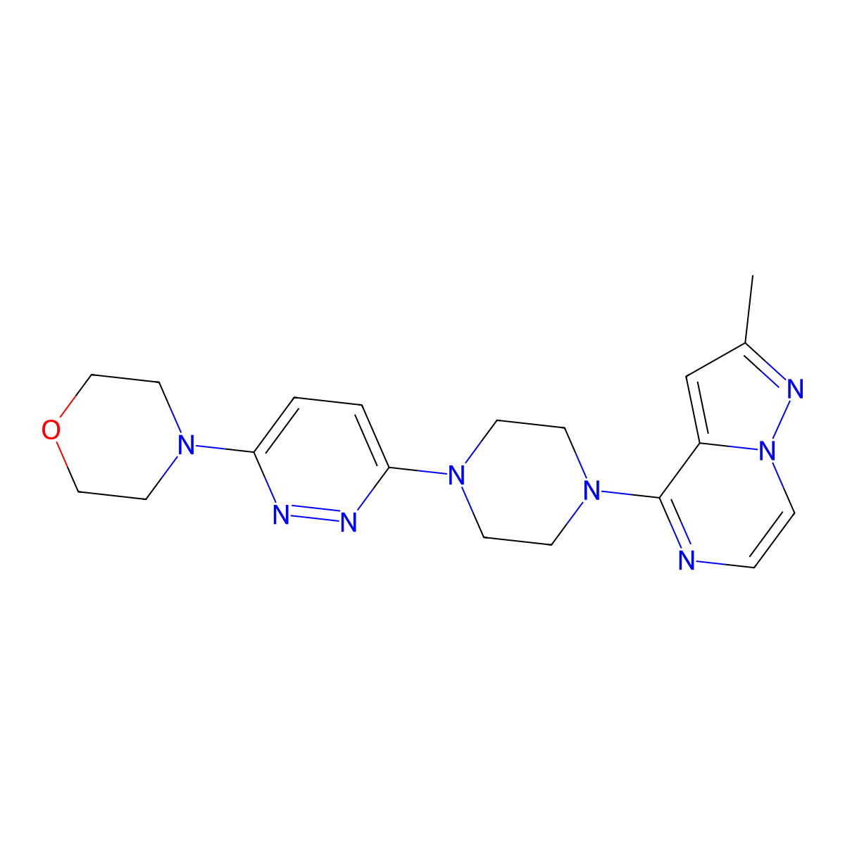 4-[6-(4-{2-Methylpyrazolo[1,5-a]pyrazin-4-yl}piperazin-1-yl)pyridazin-3-yl]morpholine molecular structure, CAS 2640974-14-5