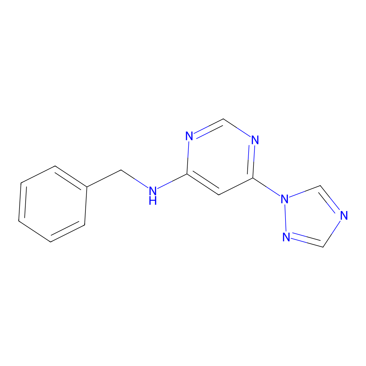 N-benzyl-6-(1H-1,2,4-triazol-1-yl)pyrimidin-4-amine molecular structure, CAS 2640974-15-6