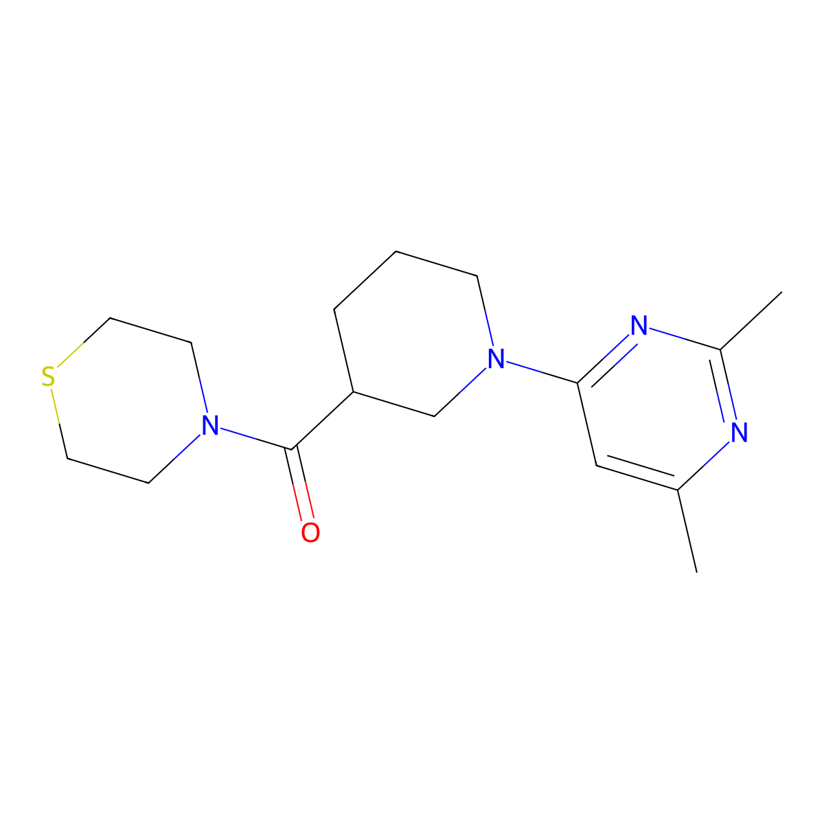 4-[1-(2,6-Dimethylpyrimidin-4-yl)piperidine-3-carbonyl]thiomorpholine molecular structure, CAS 2640974-19-0