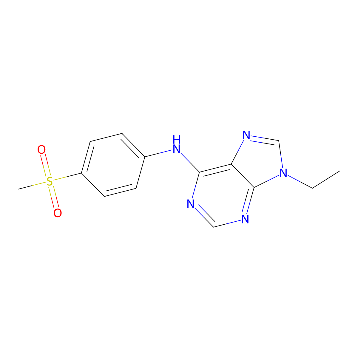 9-ethyl-N-(4-methanesulfonylphenyl)-9H-purin-6-amine molecular structure, CAS 2640974-21-4