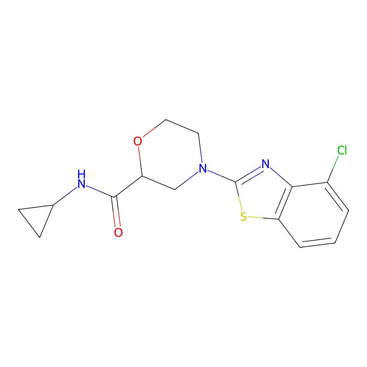 4-(4-chloro-1,3-benzothiazol-2-yl)-N-cyclopropylmorpholine-2-carboxamide molecular structure, CAS 2640974-22-5