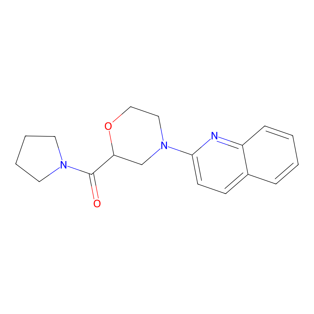 2-[2-(Pyrrolidine-1-carbonyl)morpholin-4-yl]quinoline molecular structure, CAS 2640974-23-6