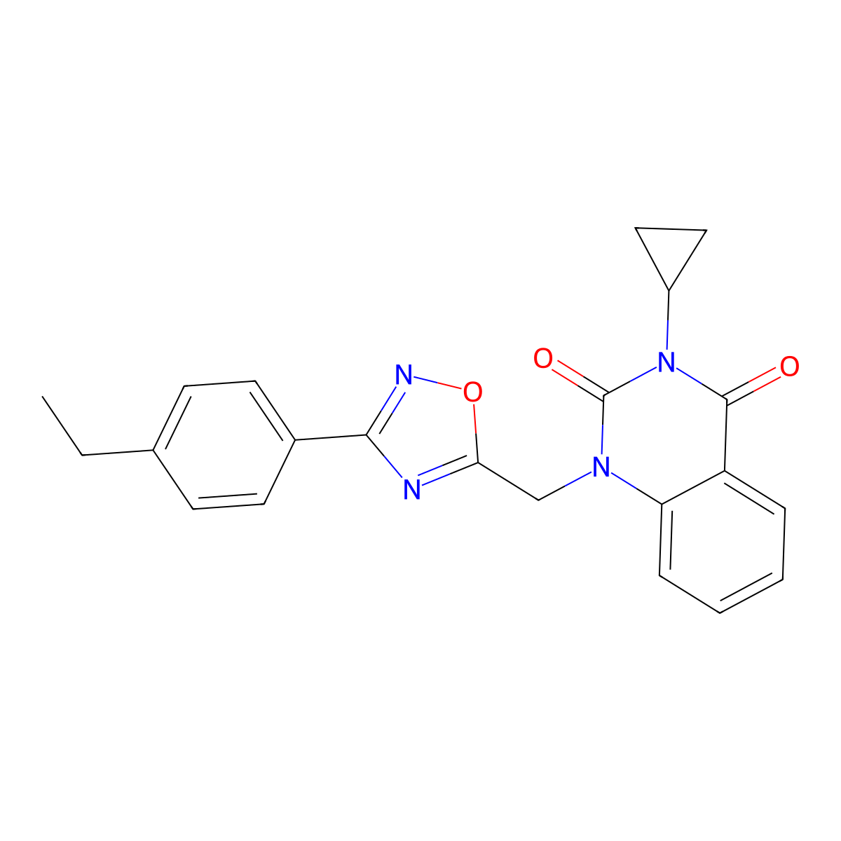 3-Cyclopropyl-1-{[3-(4-ethylphenyl)-1,2,4-oxadiazol-5-yl]methyl}-1,2,3,4-tetrahydroquinazoline-2,4-dione molecular structure, CAS 2640974-32-7