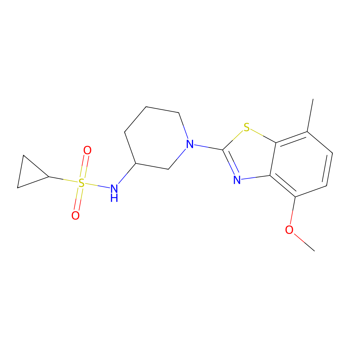 N-[1-(4-methoxy-7-methyl-1,3-benzothiazol-2-yl)piperidin-3-yl]cyclopropanesulfonamide molecular structure, CAS 2640974-34-9