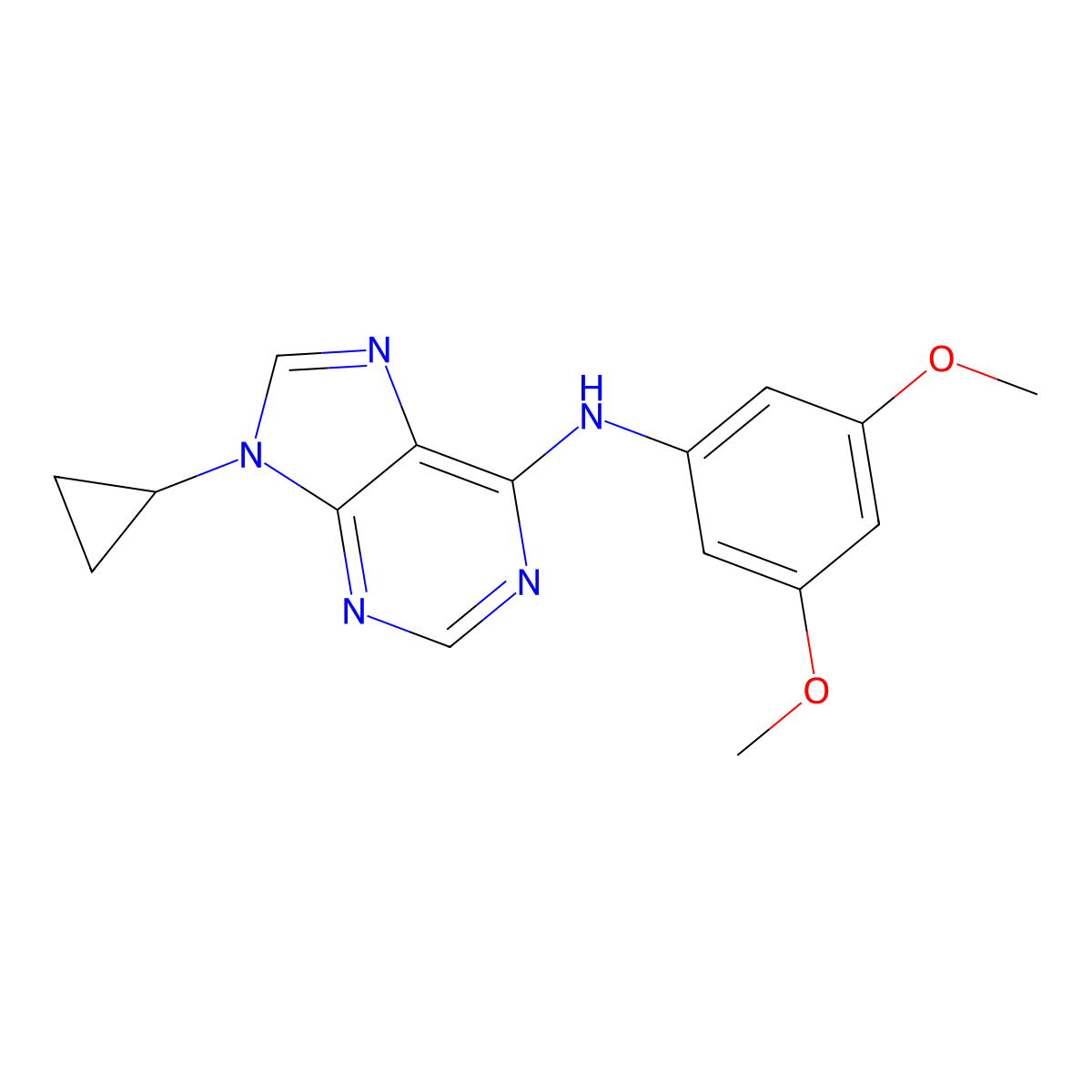 9-cyclopropyl-N-(3,5-dimethoxyphenyl)-9H-purin-6-amine molecular structure, CAS 2640974-36-1
