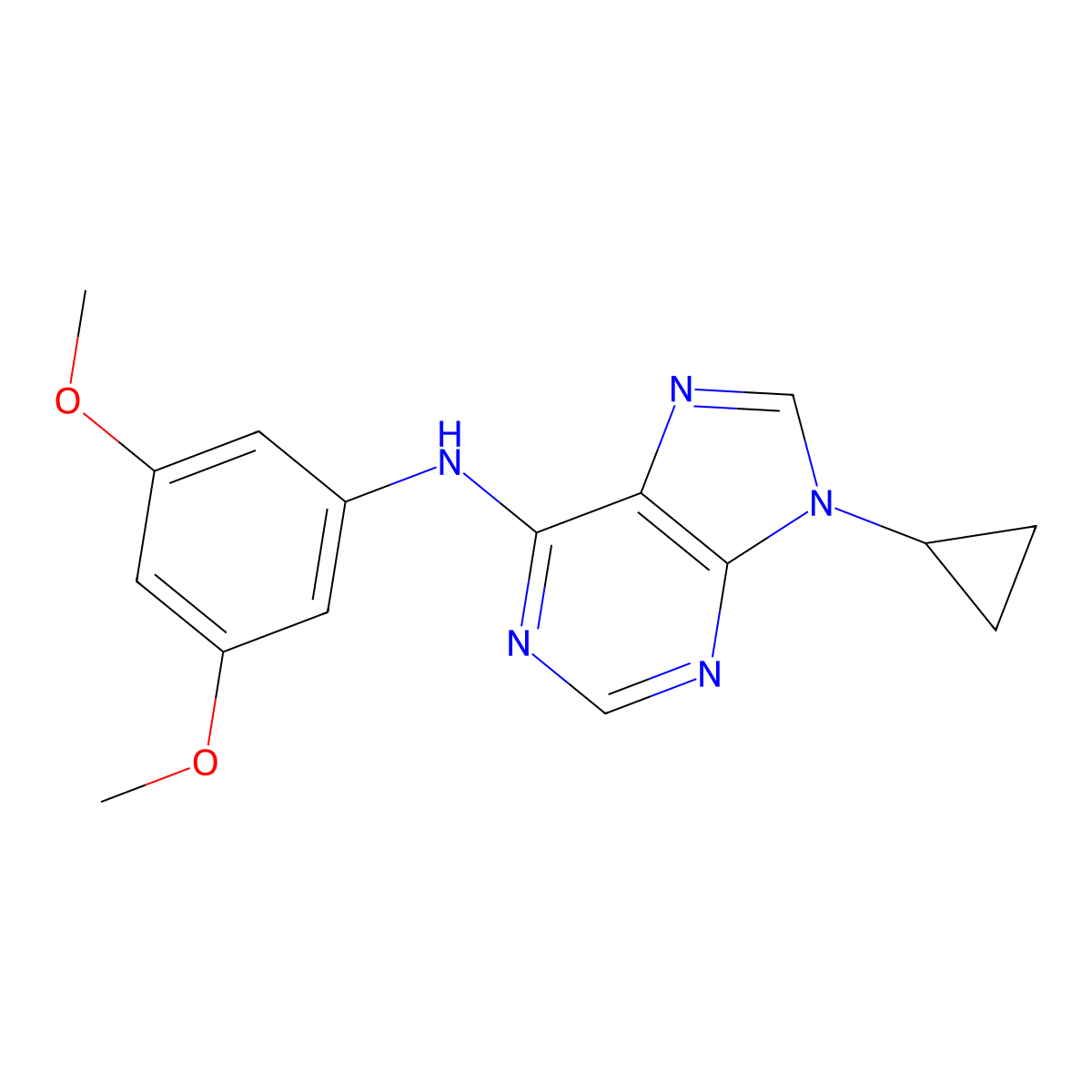 9-cyclopropyl-N-(3,5-dimethoxyphenyl)-9H-purin-6-amine molecular structure, CAS 2640974-36-1