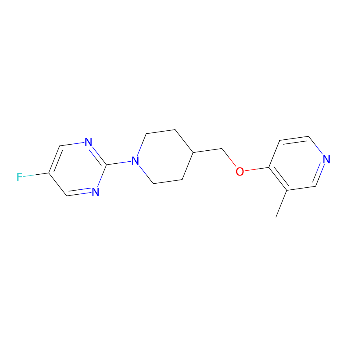 5-Fluoro-2-(4-{[(3-methylpyridin-4-yl)oxy]methyl}piperidin-1-yl)pyrimidine molecular structure, CAS 2640974-39-4