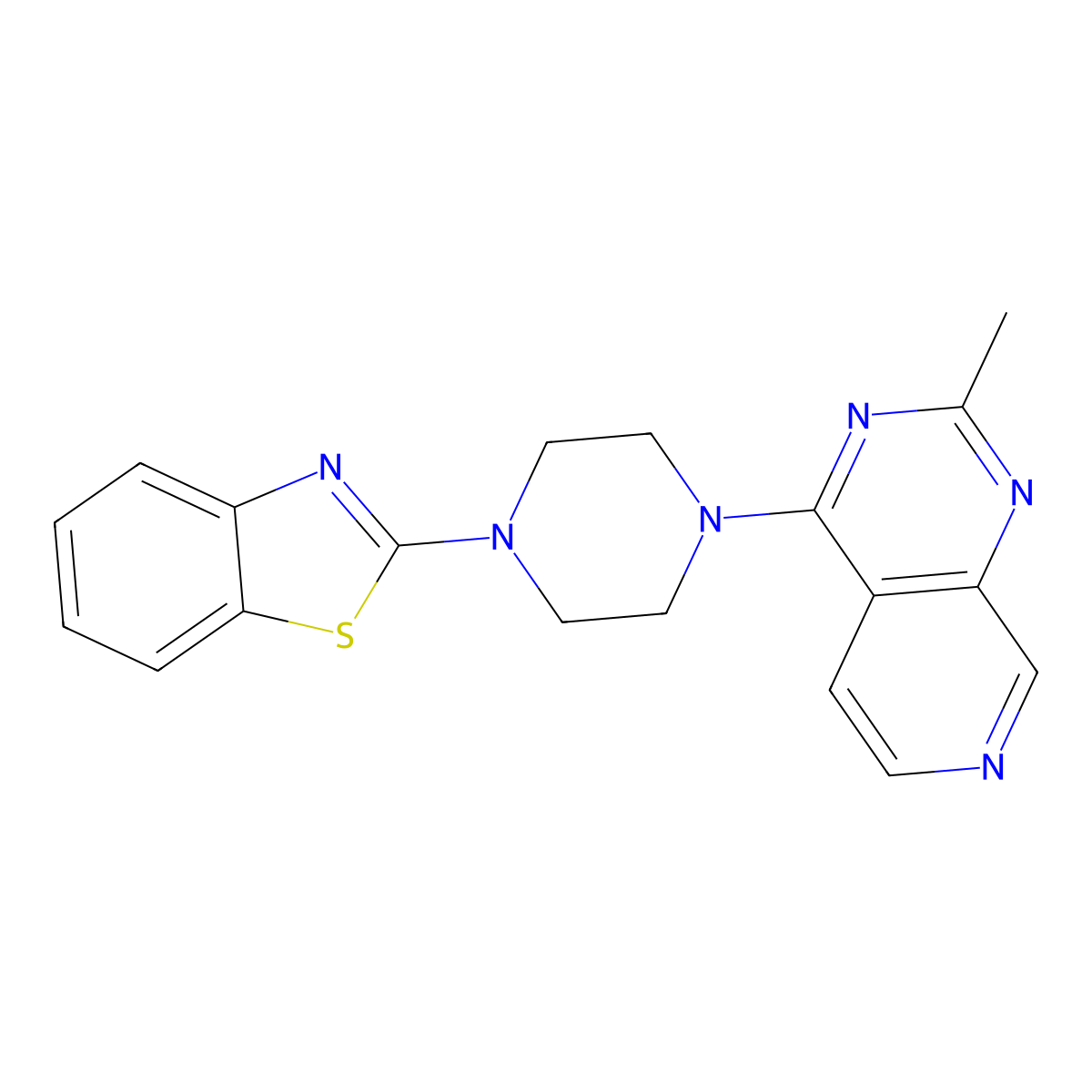 2-(4-{2-Methylpyrido[3,4-d]pyrimidin-4-yl}piperazin-1-yl)-1,3-benzothiazole molecular structure, CAS 2640974-40-7