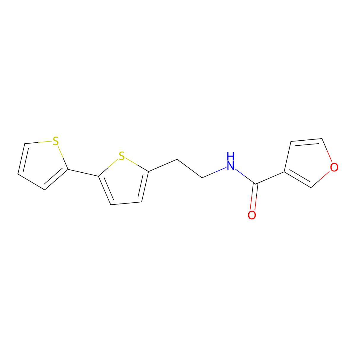 N-(2-{[2,2'-bithiophene]-5-yl}ethyl)furan-3-carboxamide molecular structure, CAS 2640974-43-0