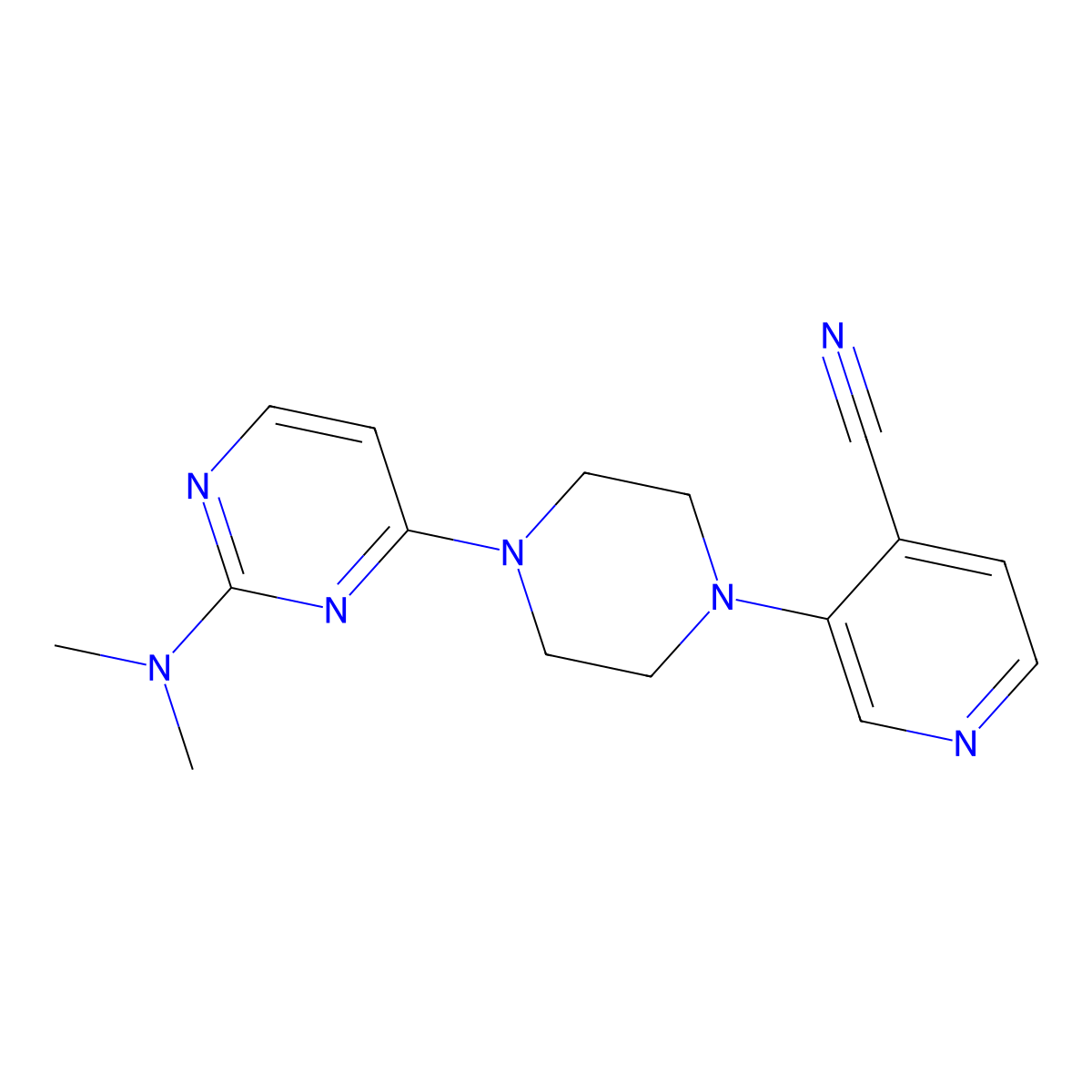 3-{4-[2-(Dimethylamino)pyrimidin-4-yl]piperazin-1-yl}pyridine-4-carbonitrile molecular structure, CAS 2640974-45-2