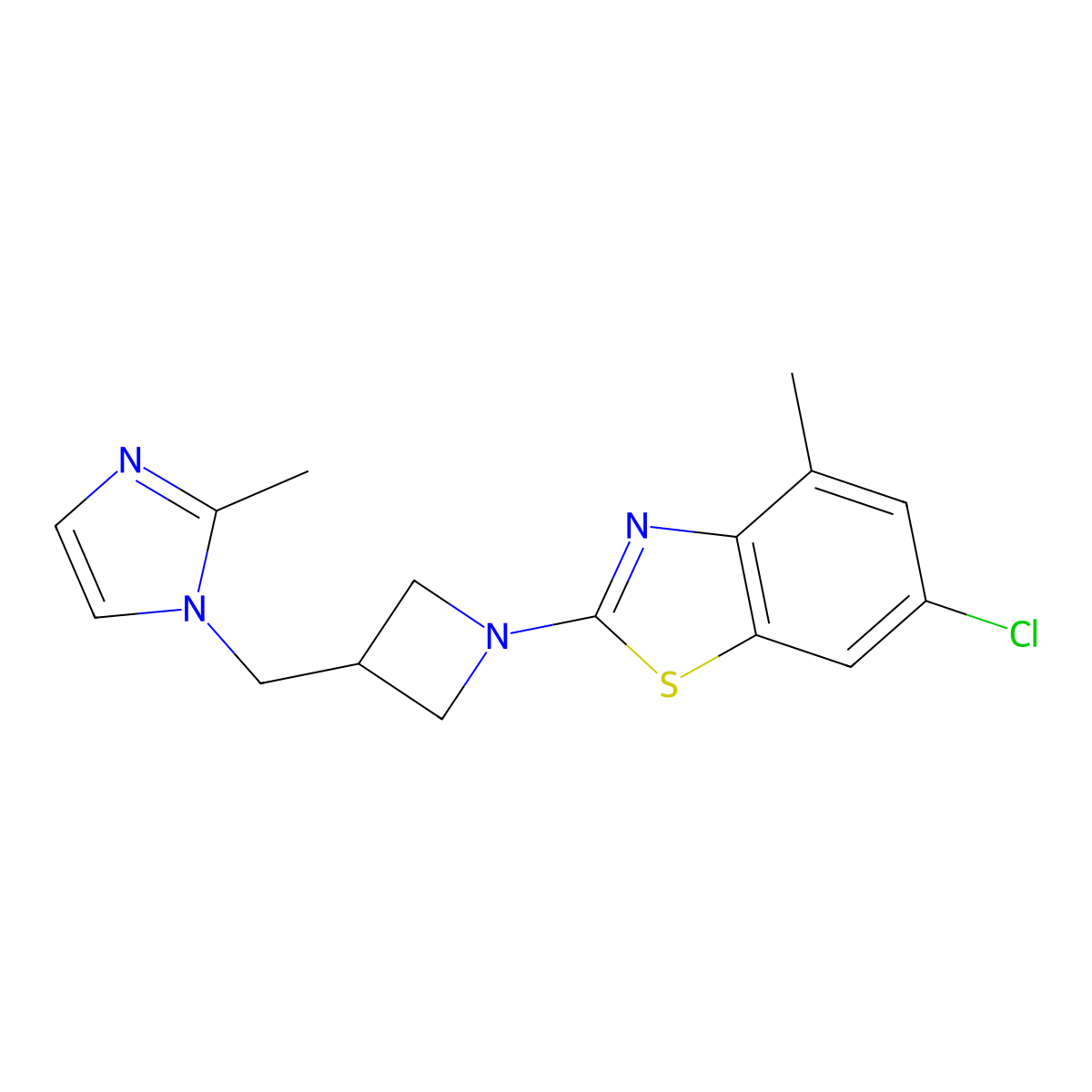 6-chloro-4-methyl-2-{3-[(2-methyl-1H-imidazol-1-yl)methyl]azetidin-1-yl}-1,3-benzothiazole molecular structure, CAS 2640974-52-1