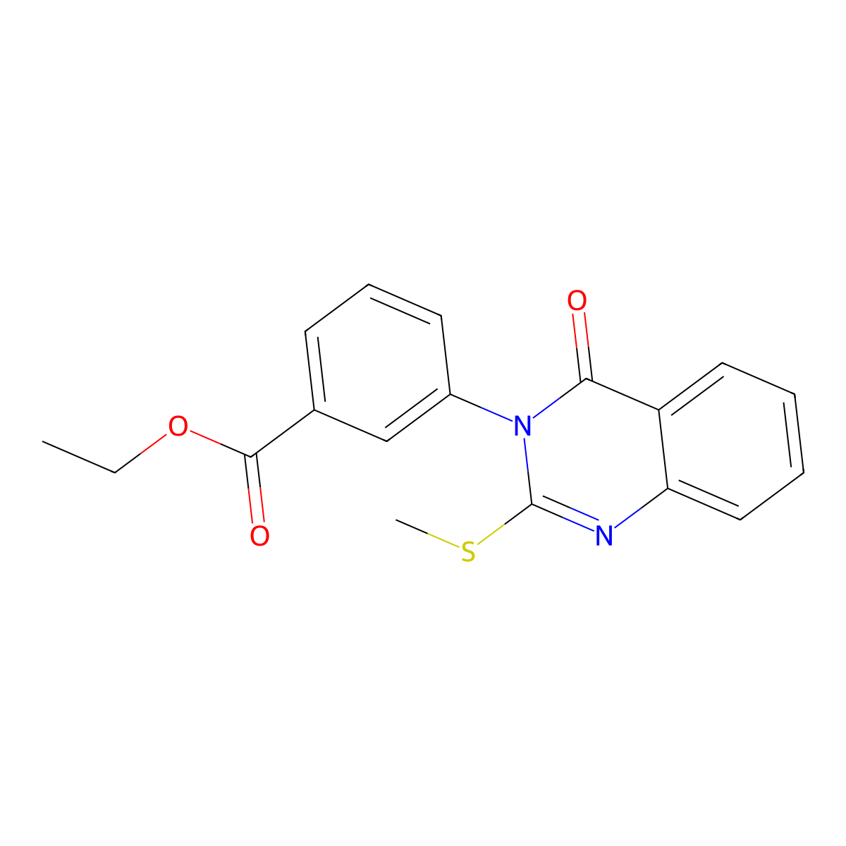 Ethyl 3-[2-(methylsulfanyl)-4-oxo-3,4-dihydroquinazolin-3-yl]benzoate molecular structure, CAS 2640974-53-2
