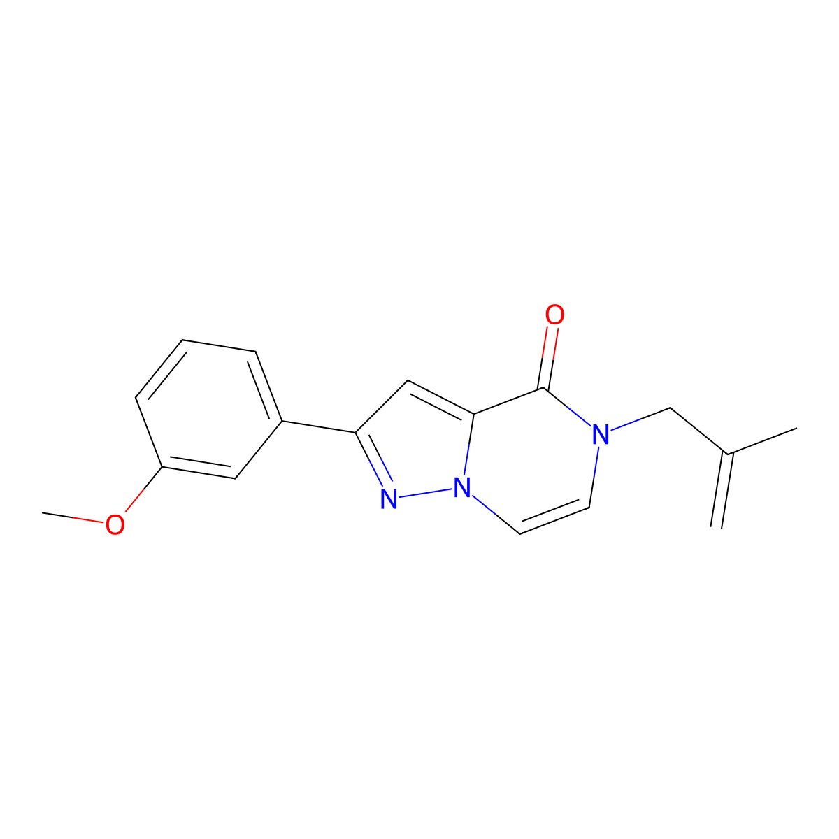 2-(3-methoxyphenyl)-5-(2-methylprop-2-en-1-yl)-4H,5H-pyrazolo[1,5-a]pyrazin-4-one molecular structure, CAS 2640974-54-3