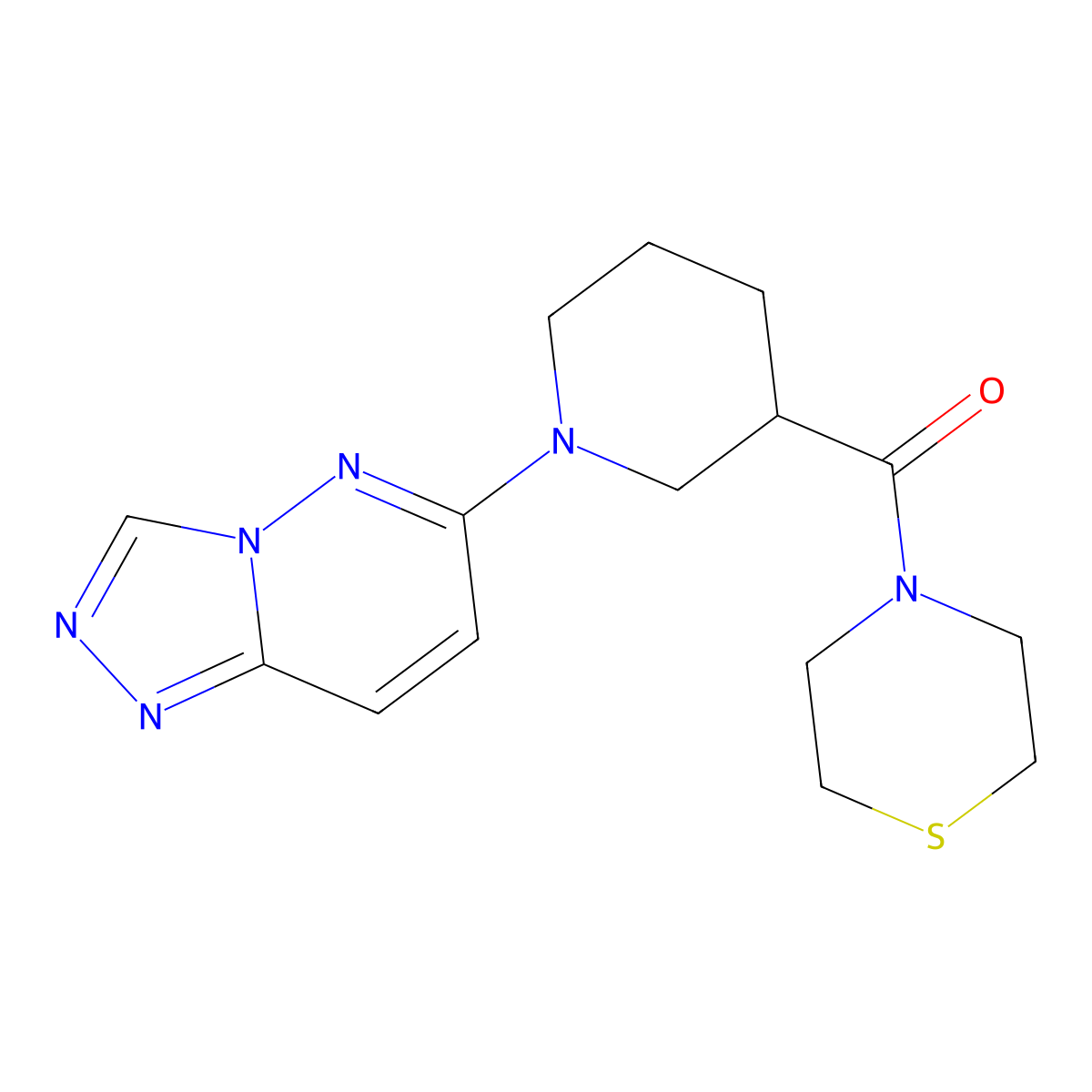 4-(1-{[1,2,4]Triazolo[4,3-b]pyridazin-6-yl}piperidine-3-carbonyl)thiomorpholine molecular structure, CAS 2640974-58-7