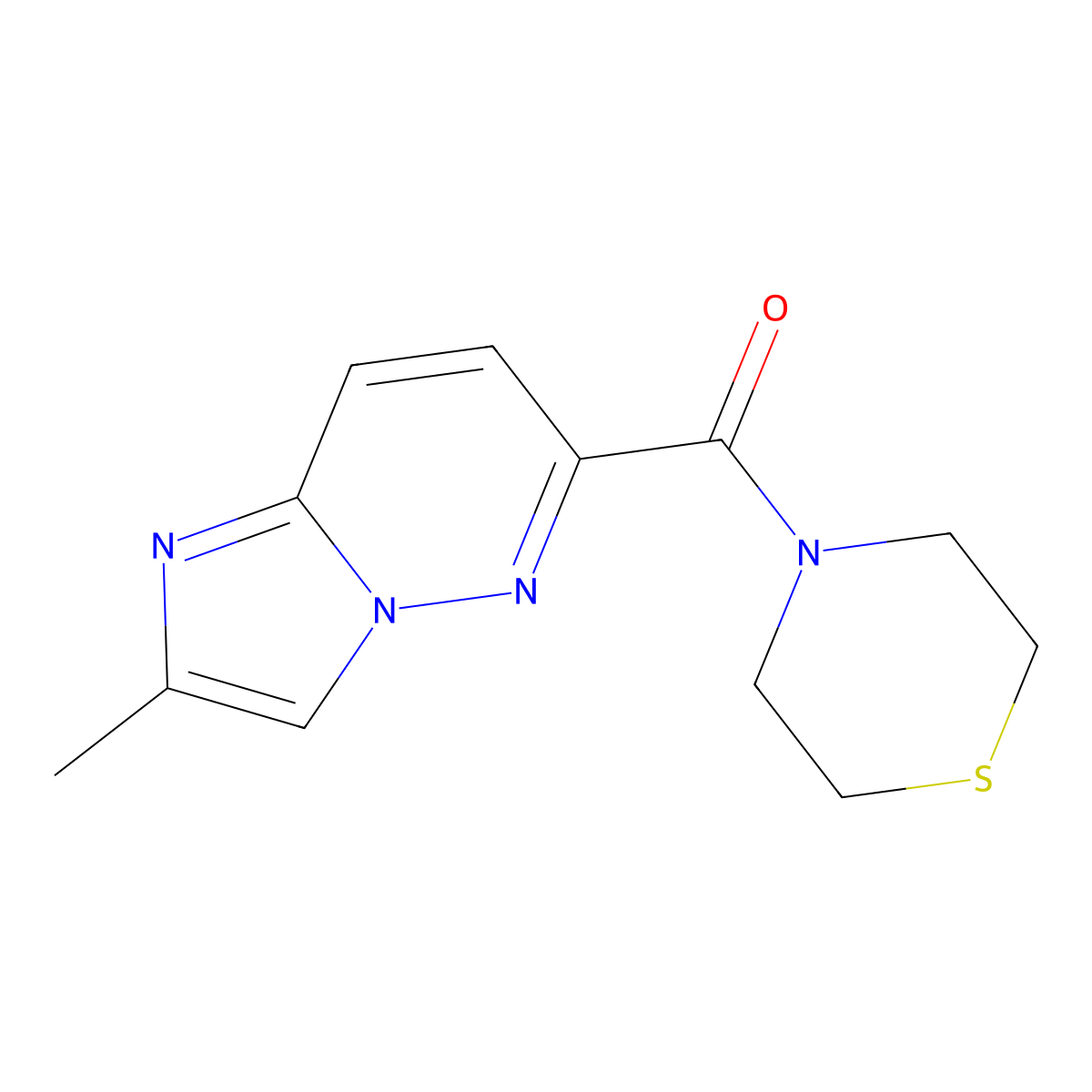 4-{2-Methylimidazo[1,2-b]pyridazine-6-carbonyl}thiomorpholine molecular structure, CAS 2640974-61-2
