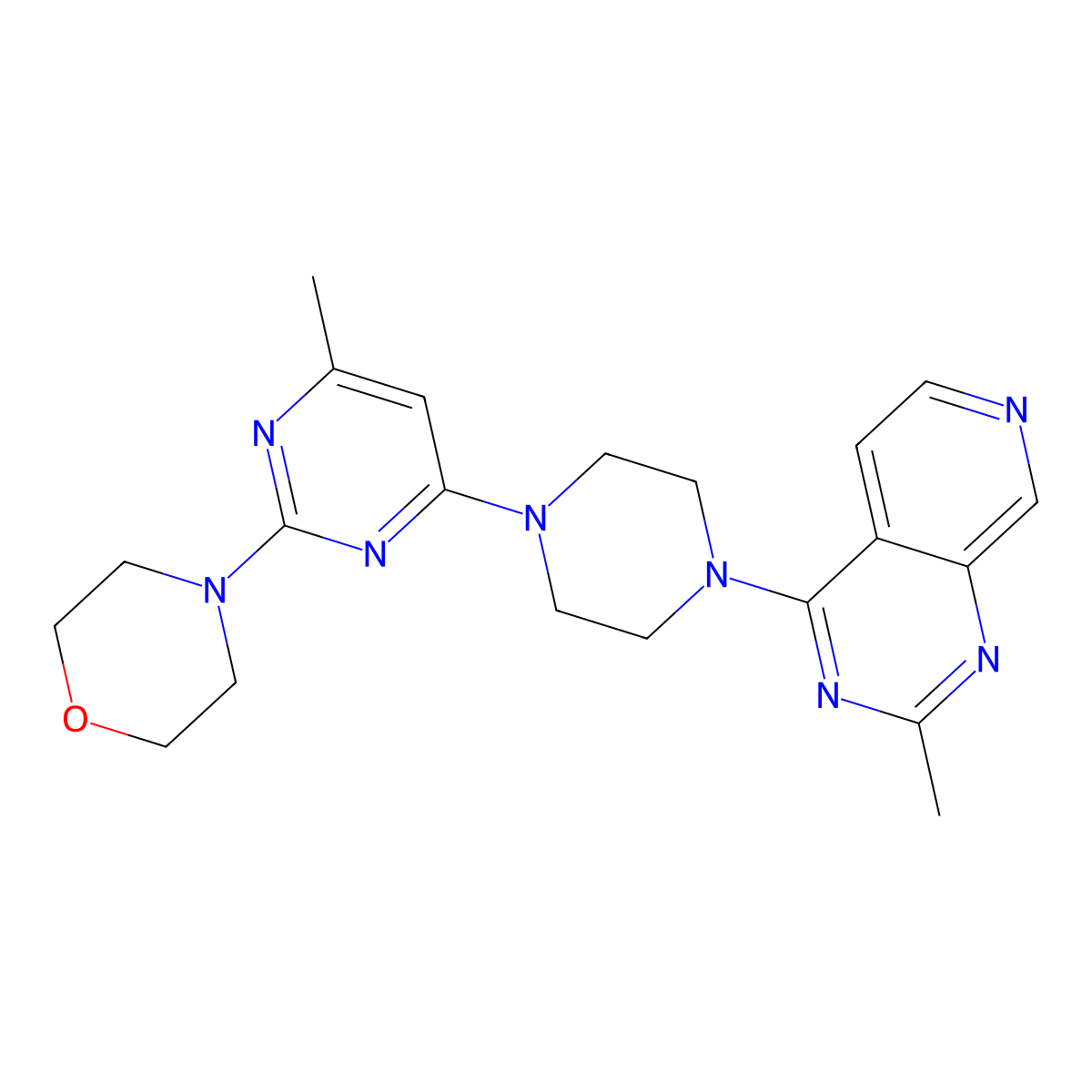 4-[4-Methyl-6-(4-{2-methylpyrido[3,4-d]pyrimidin-4-yl}piperazin-1-yl)pyrimidin-2-yl]morpholine molecular structure, CAS 2640974-64-5