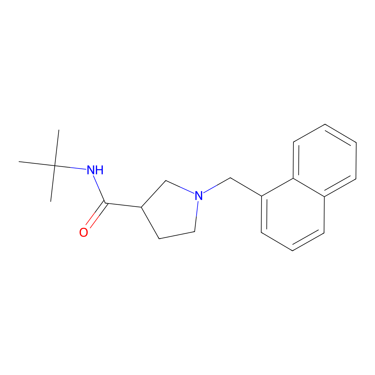 N-tert-butyl-1-[(naphthalen-1-yl)methyl]pyrrolidine-3-carboxamide molecular structure, CAS 2640974-65-6