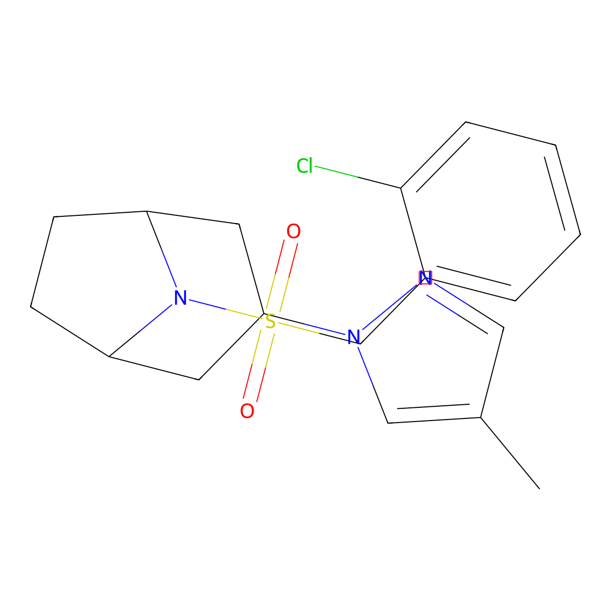 8-[(2-chlorophenyl)methanesulfonyl]-3-(4-methyl-1H-pyrazol-1-yl)-8-azabicyclo[3.2.1]octane molecular structure, CAS 2640974-66-7