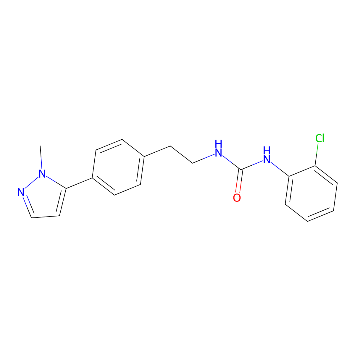 3-(2-chlorophenyl)-1-{2-[4-(1-methyl-1H-pyrazol-5-yl)phenyl]ethyl}urea molecular structure, CAS 2640974-70-3