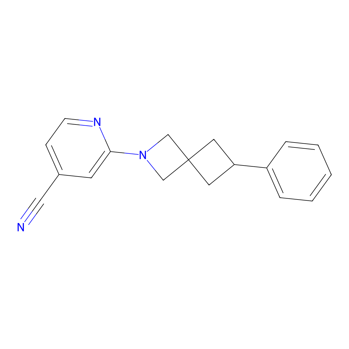 2-{6-Phenyl-2-azaspiro[3.3]heptan-2-yl}pyridine-4-carbonitrile molecular structure, CAS 2640974-73-6