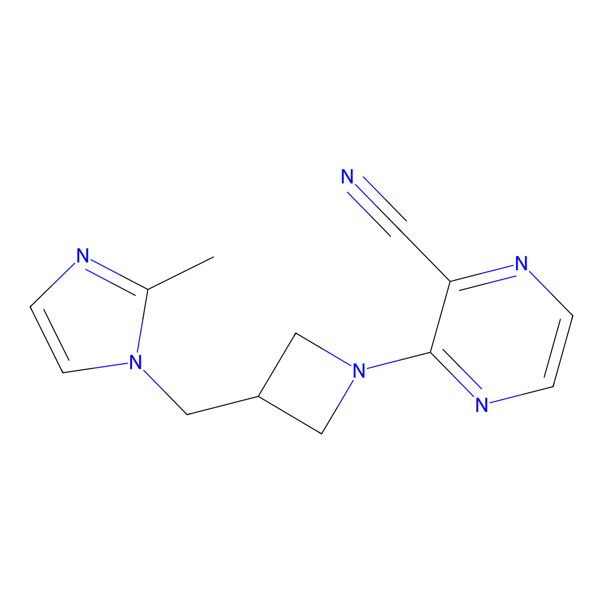 3-{3-[(2-methyl-1H-imidazol-1-yl)methyl]azetidin-1-yl}pyrazine-2-carbonitrile molecular structure, CAS 2640974-74-7