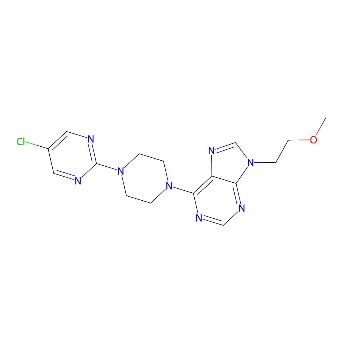6-[4-(5-chloropyrimidin-2-yl)piperazin-1-yl]-9-(2-methoxyethyl)-9H-purine molecular structure, CAS 2640974-76-9