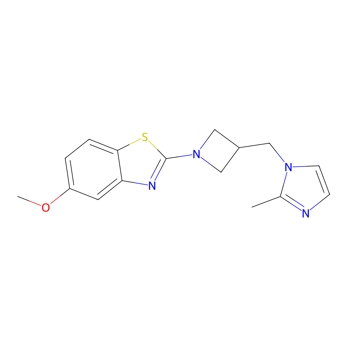 5-methoxy-2-{3-[(2-methyl-1H-imidazol-1-yl)methyl]azetidin-1-yl}-1,3-benzothiazole molecular structure, CAS 2640974-84-9