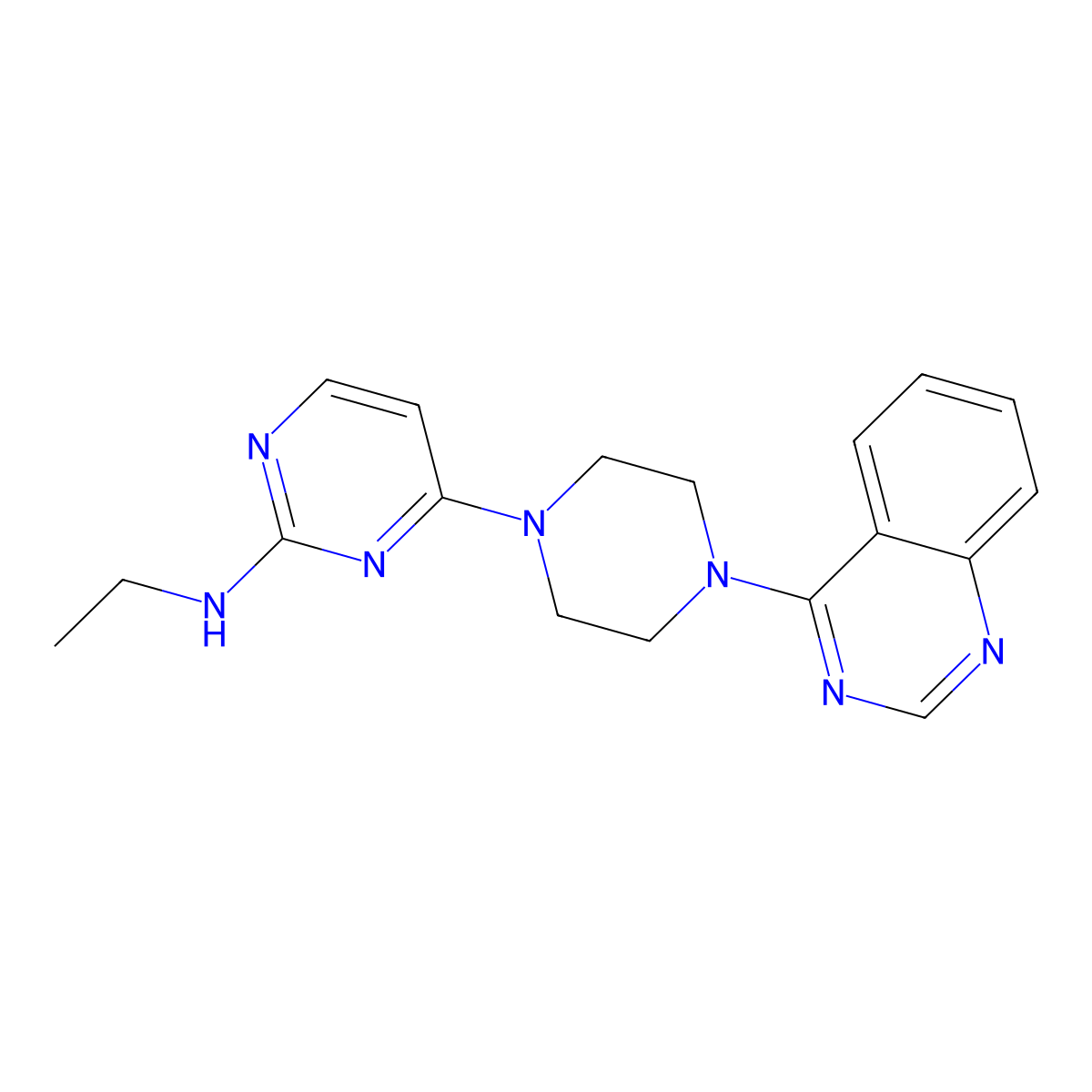 N-ethyl-4-[4-(quinazolin-4-yl)piperazin-1-yl]pyrimidin-2-amine molecular structure, CAS 2640974-90-7